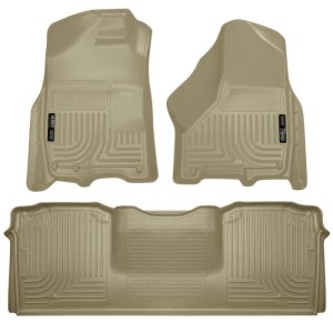 Ram 3500 Floor Liners - Front + Rear - Husky Liners - WeatherBeater - Tan - `10-`12